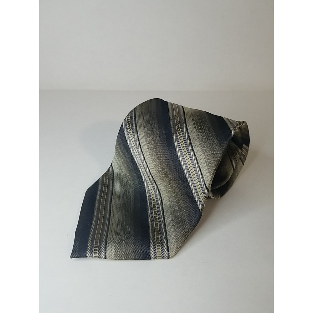 Platinum Designs Mens Neck Tie 100%‎ Silk Striped Gray Black 60x4 Classic